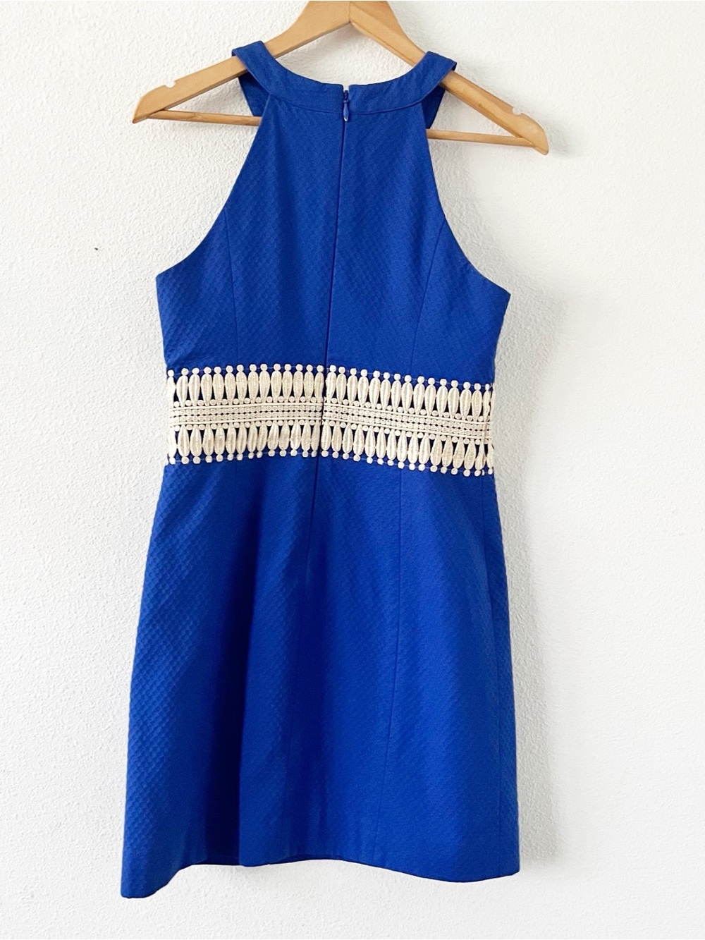 Lilly Pulitzer Ashlyn Bomber Blue Lace Trim Sleeveless Cocktail Mini Dress - Picture 8 of 10